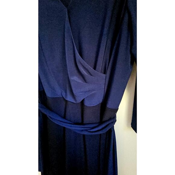 Lauren Ralph Lauren Long Wrap Dress, Black Label,  Black/Blue, Sz 16, New - Picture 7 of 7